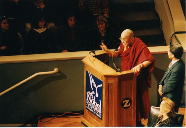 His Holiness the Dalai Lama speaks at Old Cabell Hall on November 6th 1998.